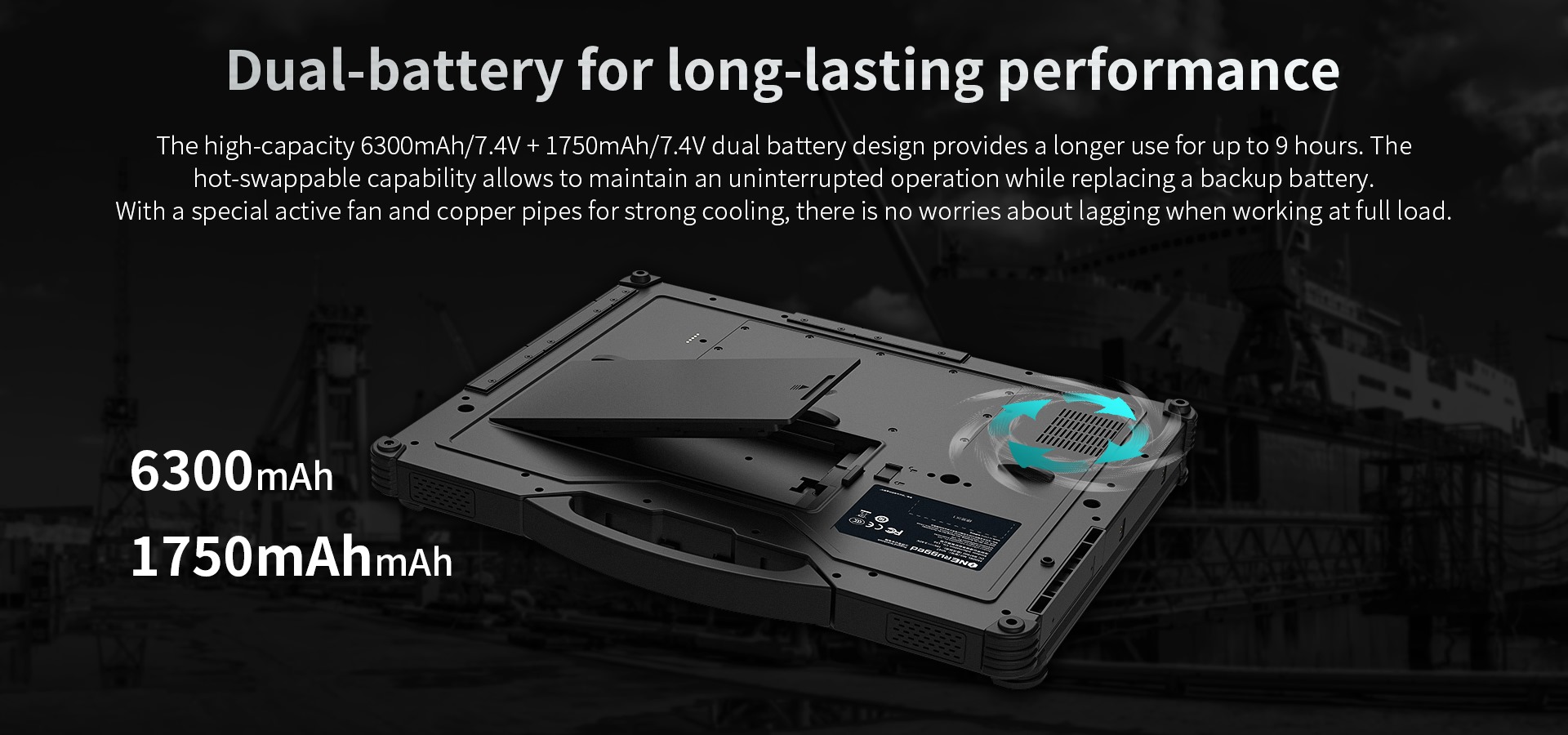 rugged notebook with dual battery